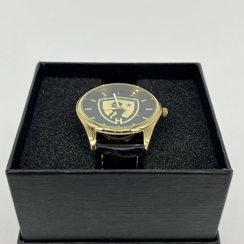 Game Time Hustler Watch Pioneer Black Series Shield Logo Gold Men's Size New